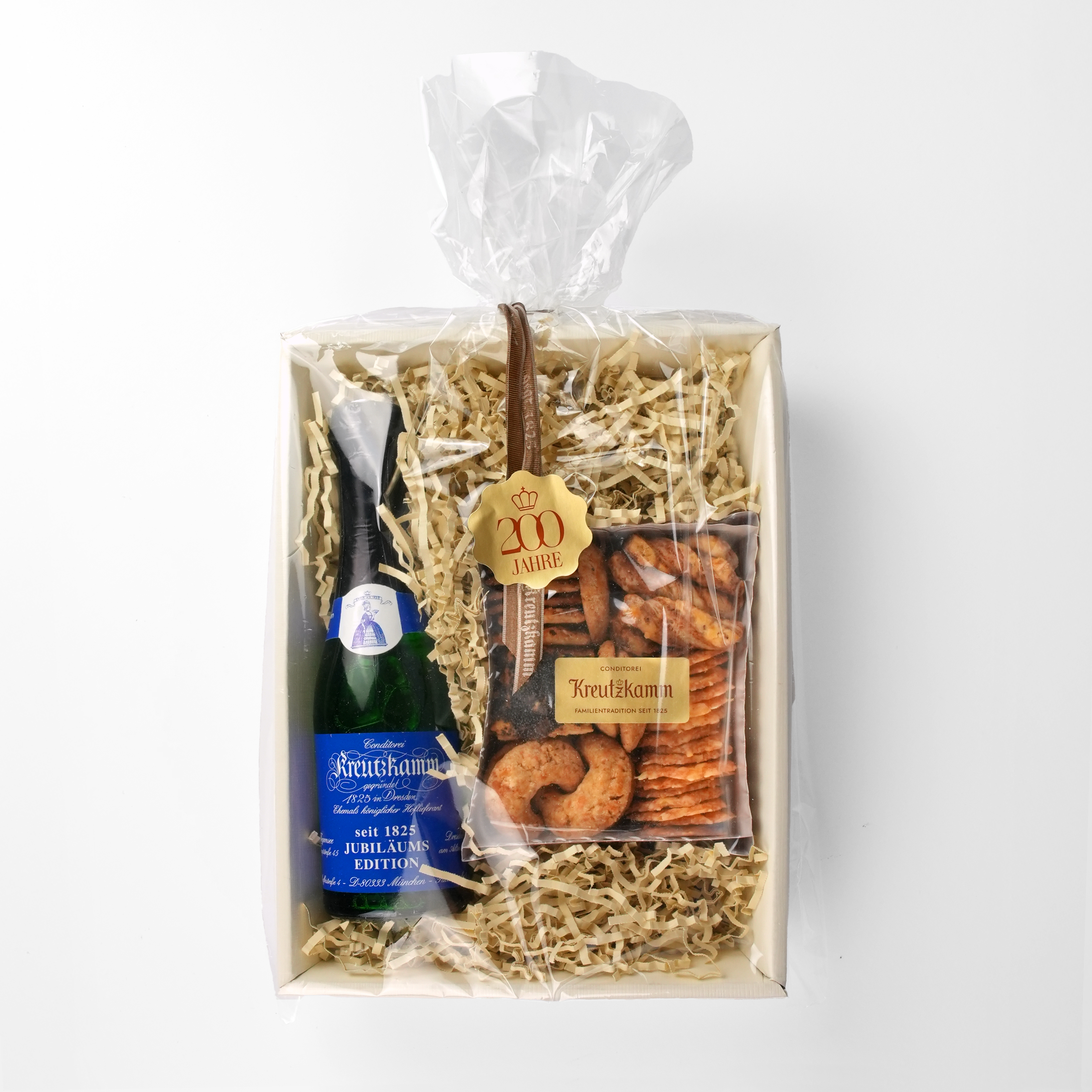 Geschenkpaket Käsegebäck mit Sekt