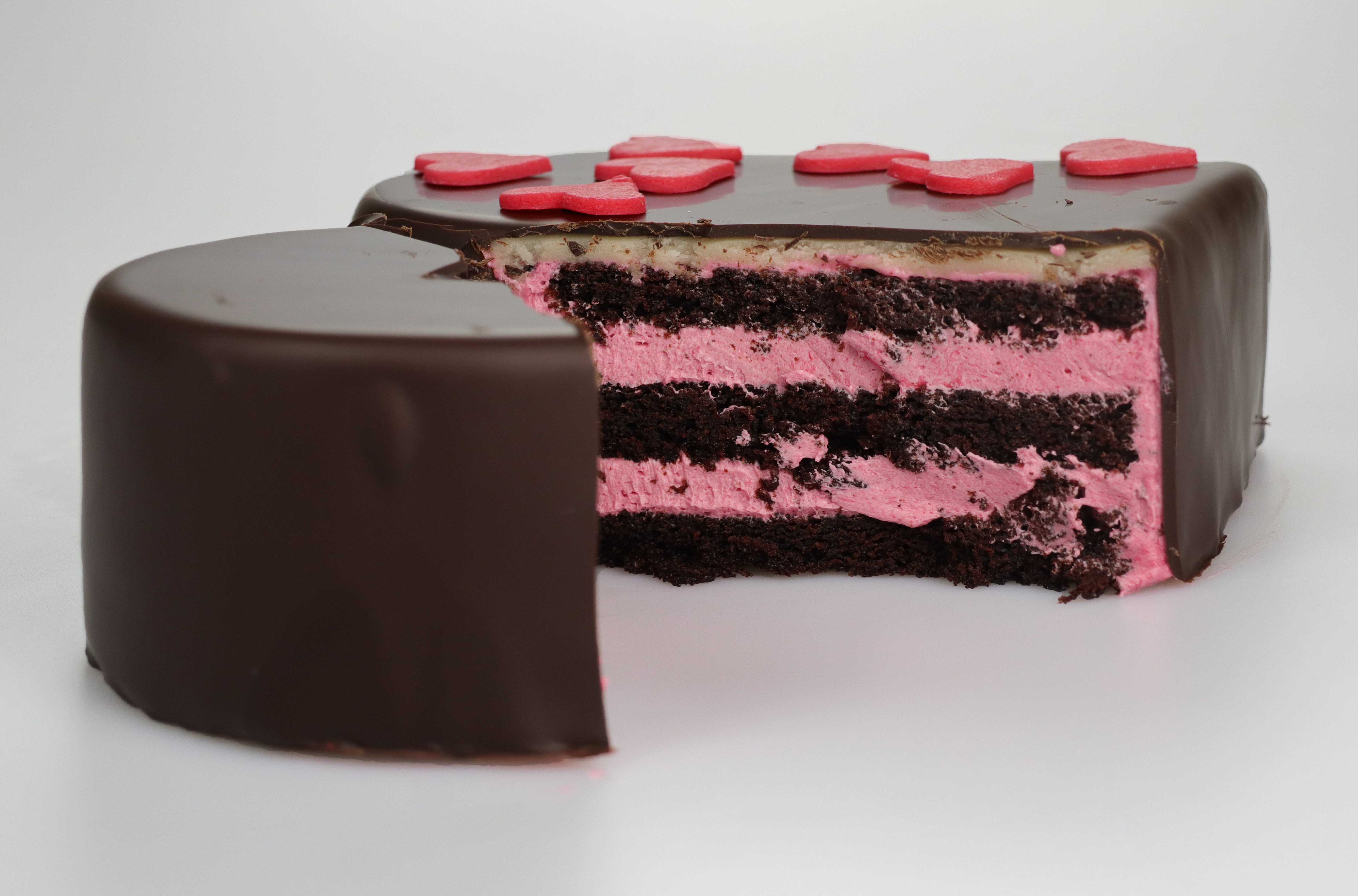Vegane Schoko-Himbeer Herztorte (alkoholfrei) 
